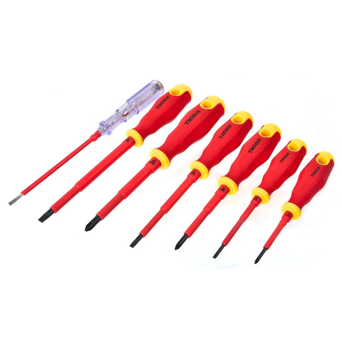 Trojan 7 Piece VDE Screwdriver Set - Insulated Handles - Red and Black - Image 3