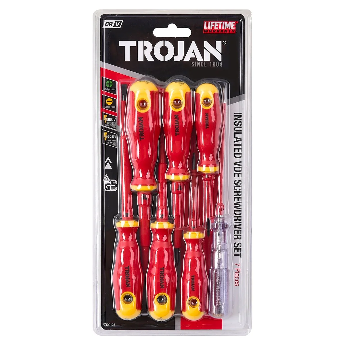 Trojan 7 Piece VDE Screwdriver Set - Insulated Handles - Red and Black - Image 5