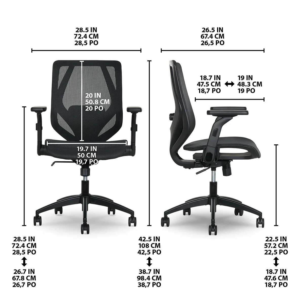 TrueWellness All Mesh Mid-Back Chair 52913-BLK Black Breathable Mesh - Image 2