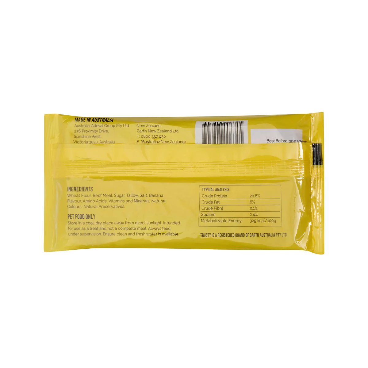 Trusty 1 Piece Banana Flavour King Biscuit Dog Treats - 200mm x 90mm - Dental Care - Image 2