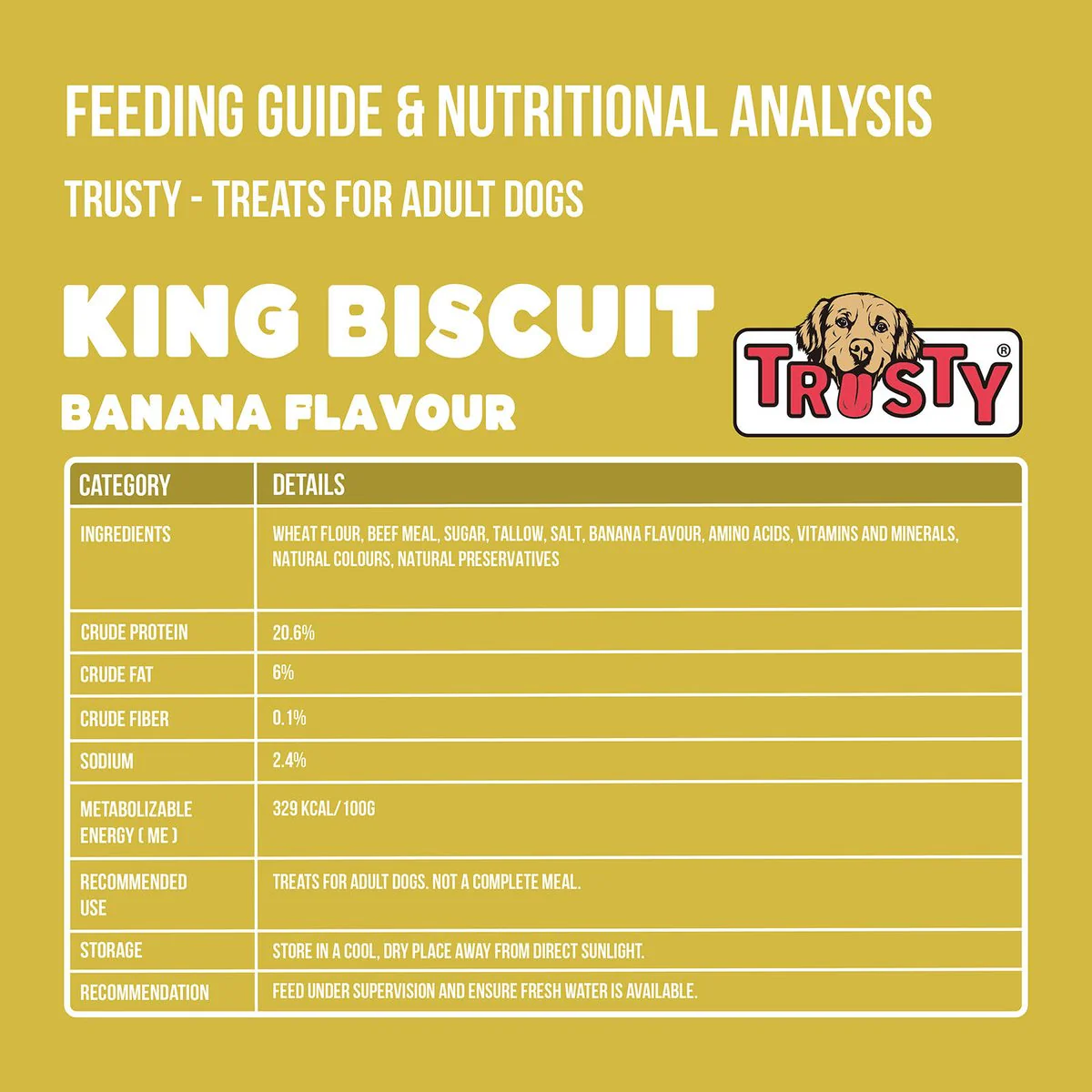 Trusty 1 Piece Banana Flavour King Biscuit Dog Treats - 200mm x 90mm - Dental Care - Image 4
