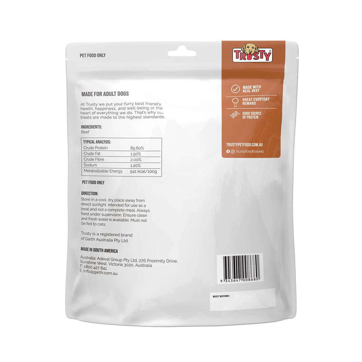 Trusty Beef Ears Adult Dog Treats 4 Pack - 100% Real Beef - 0.32kg - Image 2