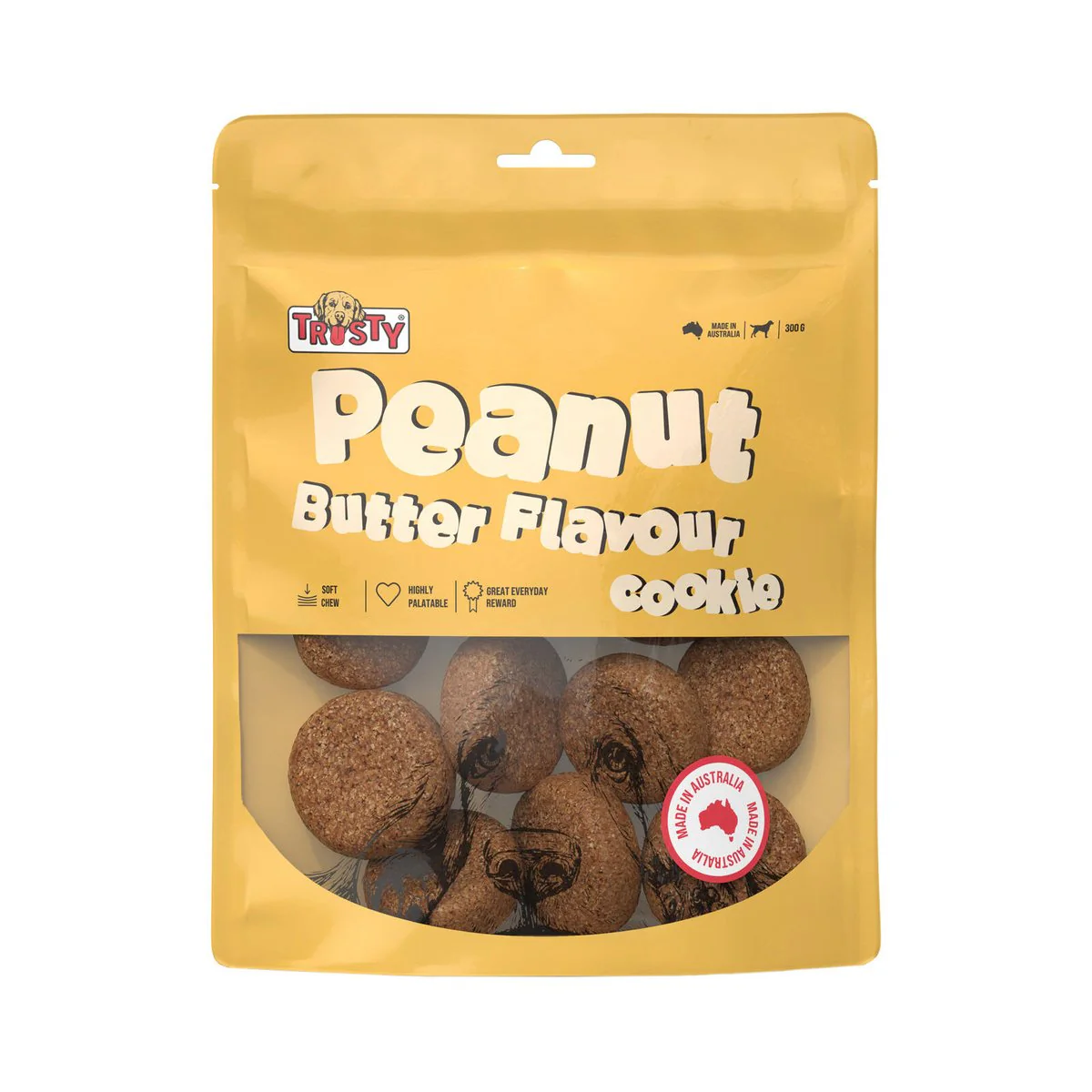 Trusty Peanut Butter Flavour Dog Treats - 300g Cookies - Digestible Snack