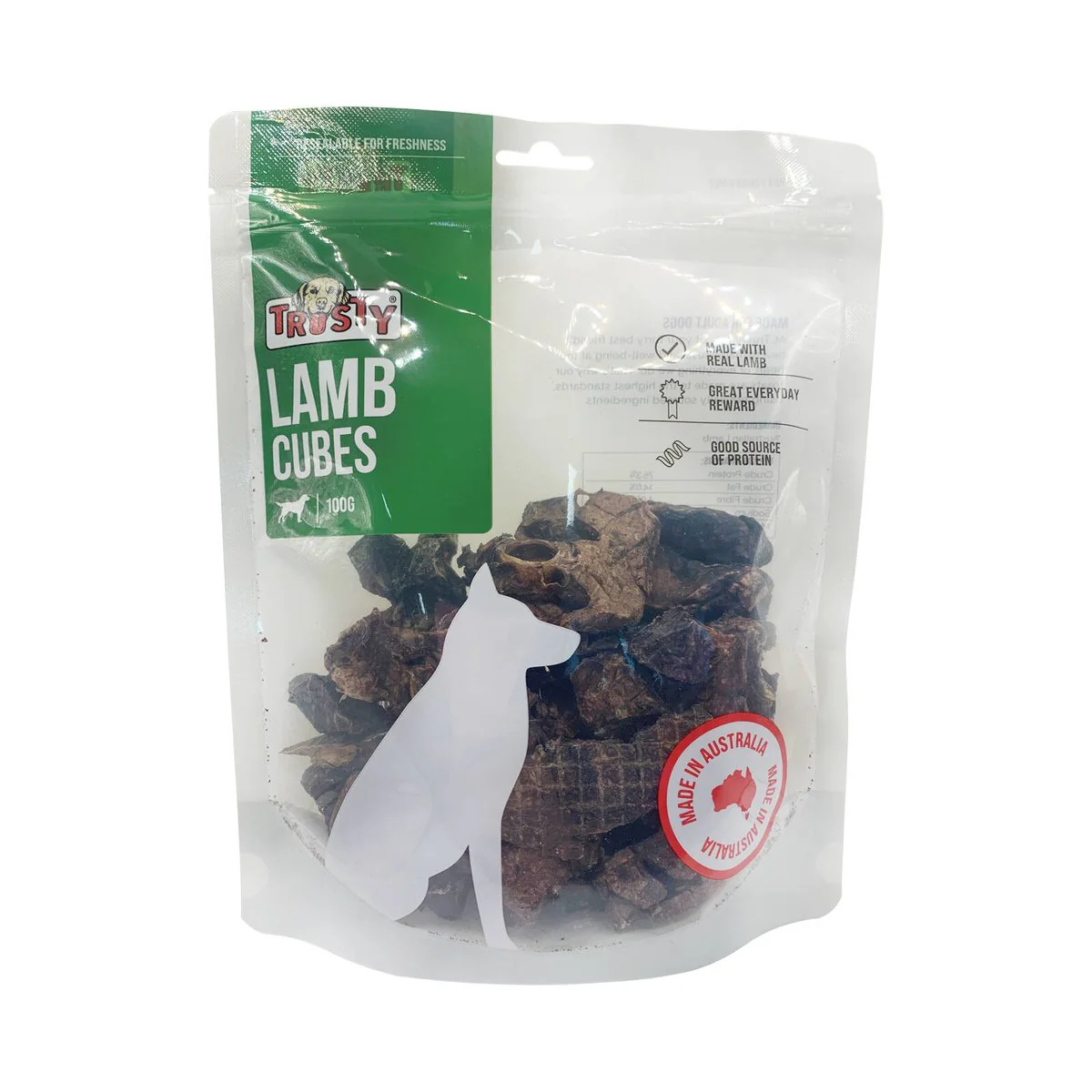 Trusty Premium Lamb Cubes Dog Treats - 100g - All-Natural Protein Snack