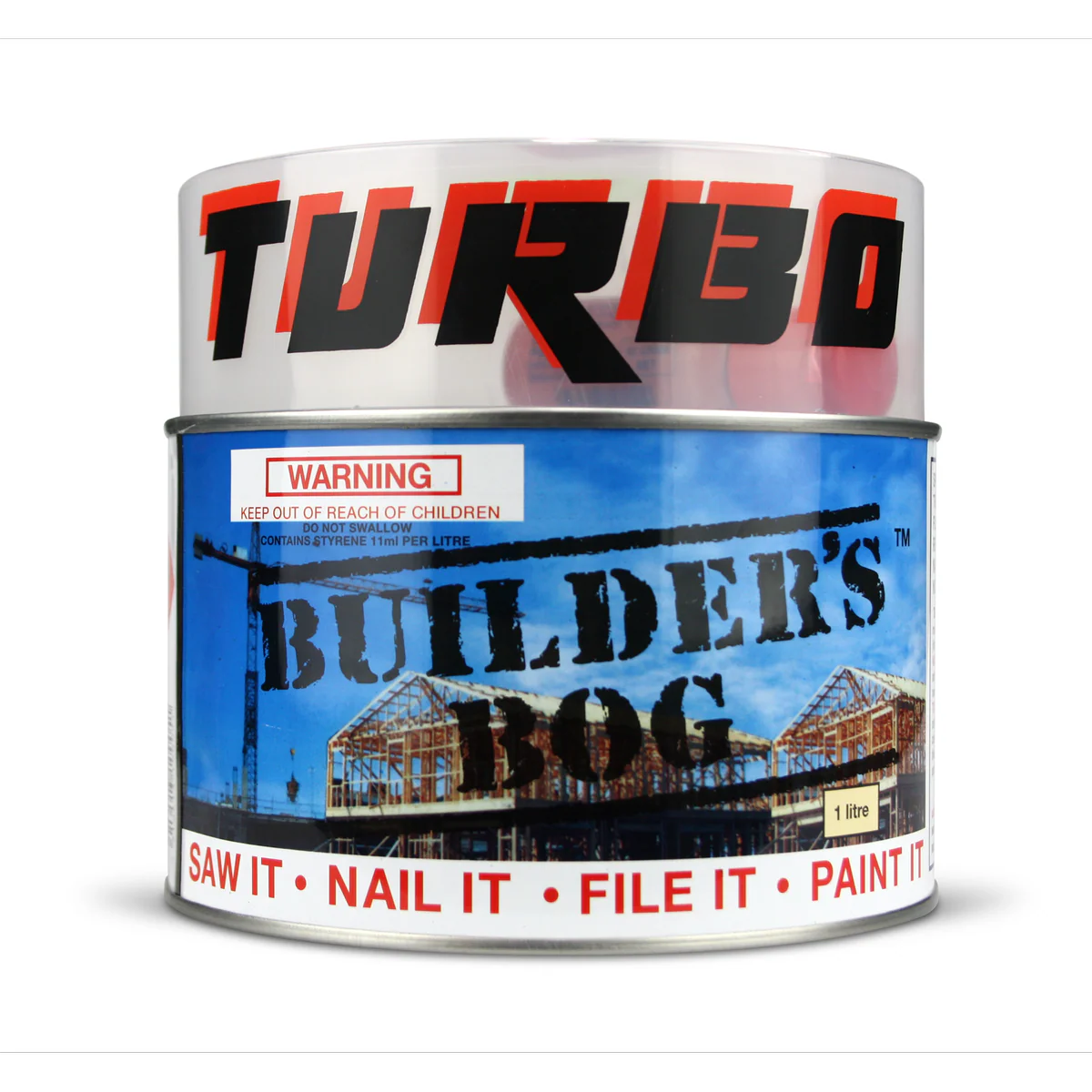 Turbo Builders Bog 1L Polyester Filler For Timber Repair