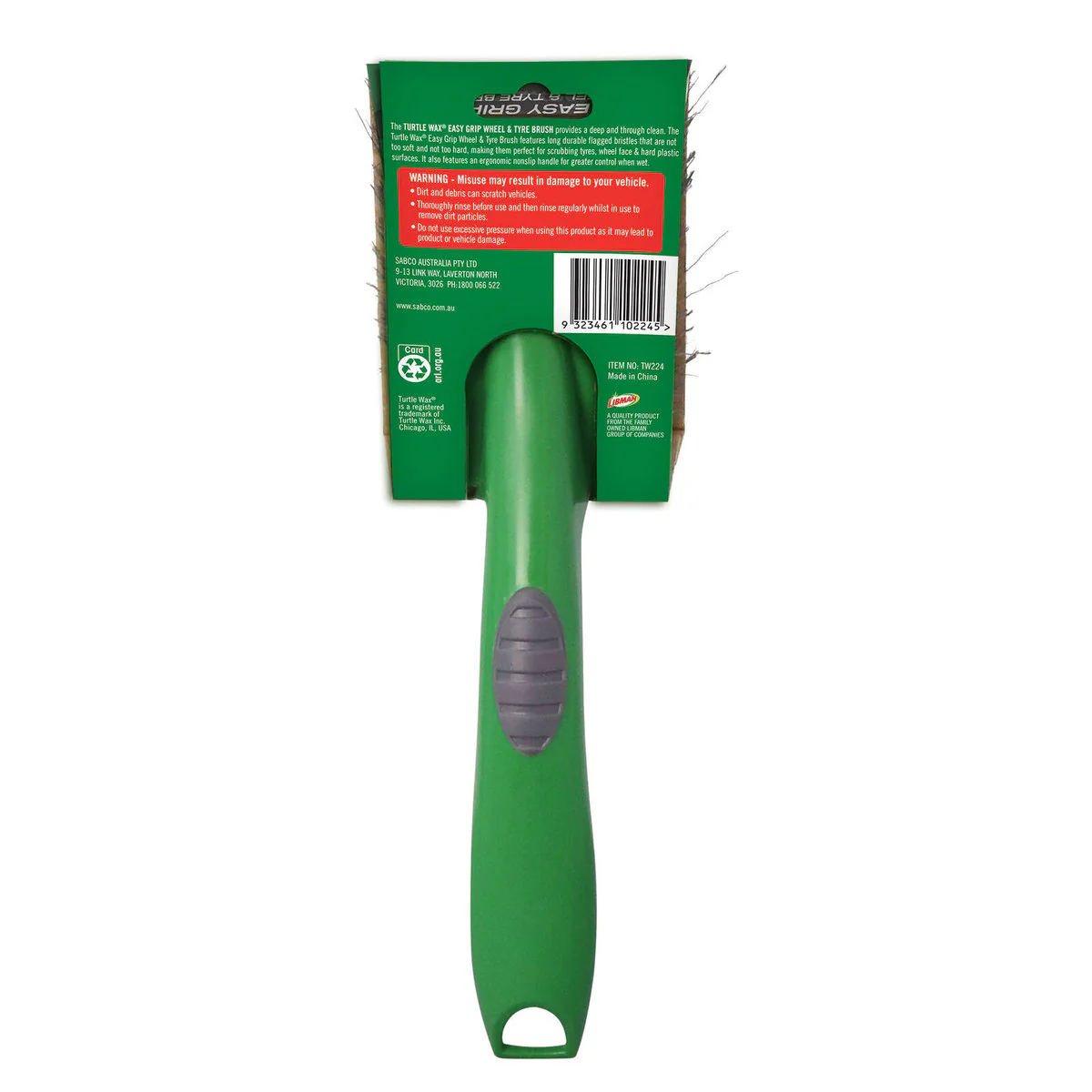 Turtle Wax Easy Grip Wheel Tyre Brush - 100mm x 295mm - Durable Bristles - Image 2