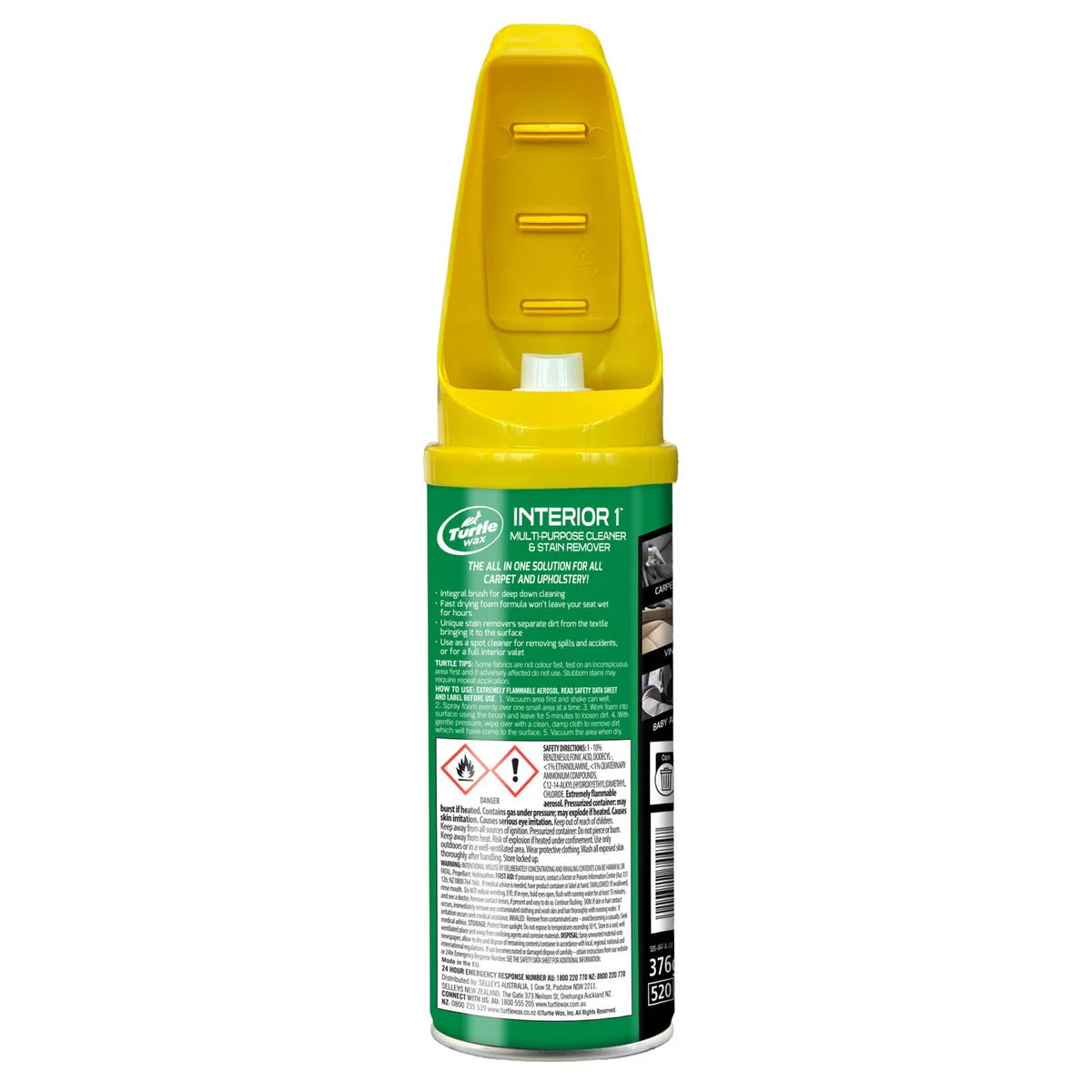 Turtle Wax Interior 1 Multipurpose Cleaner 400ml - Fast Drying Foam - Stain Remover - Image 2