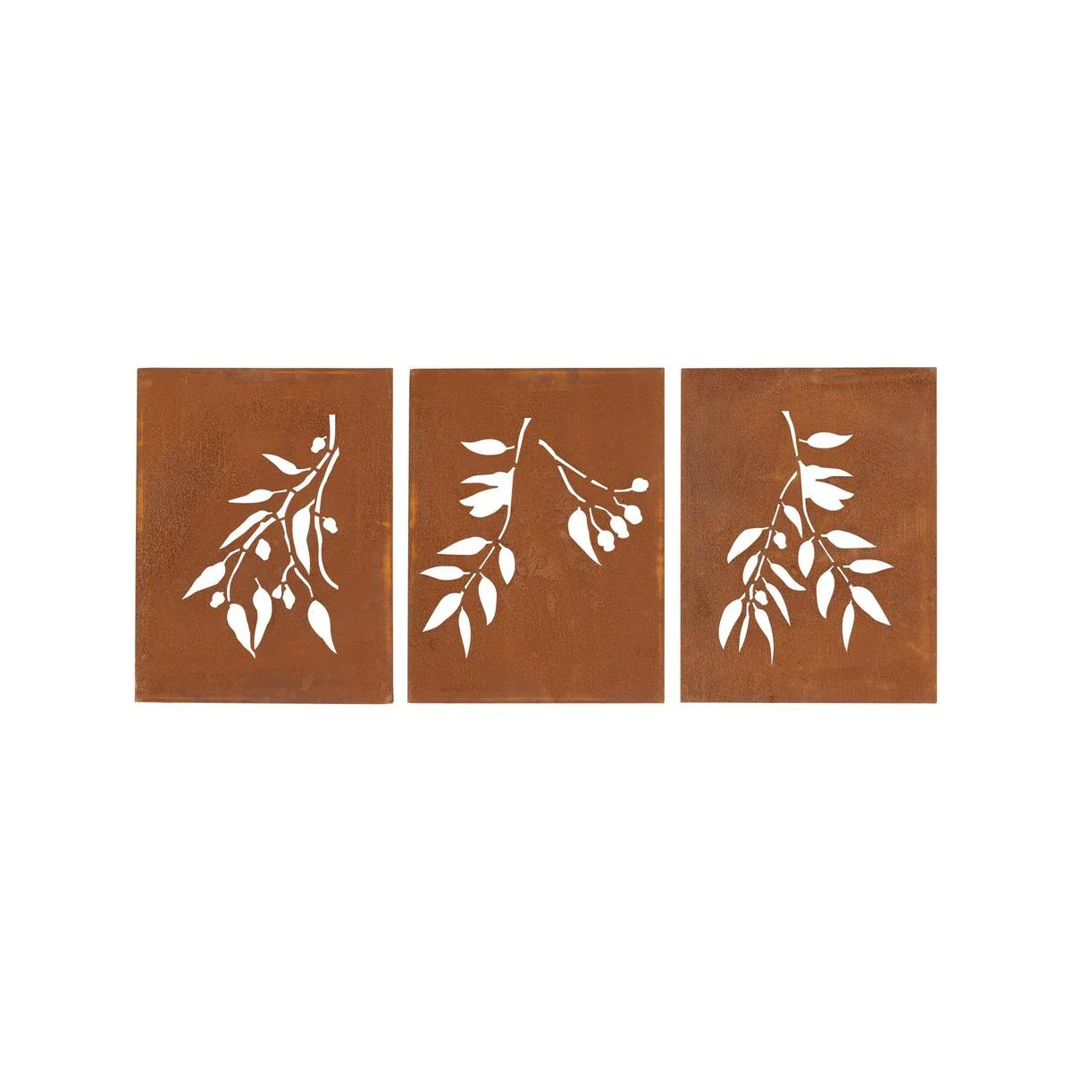 Tuscan Path 3 Piece Rust Gumtree Wall Art - 1500 x 650 mm - Rust - Outdoor Decor