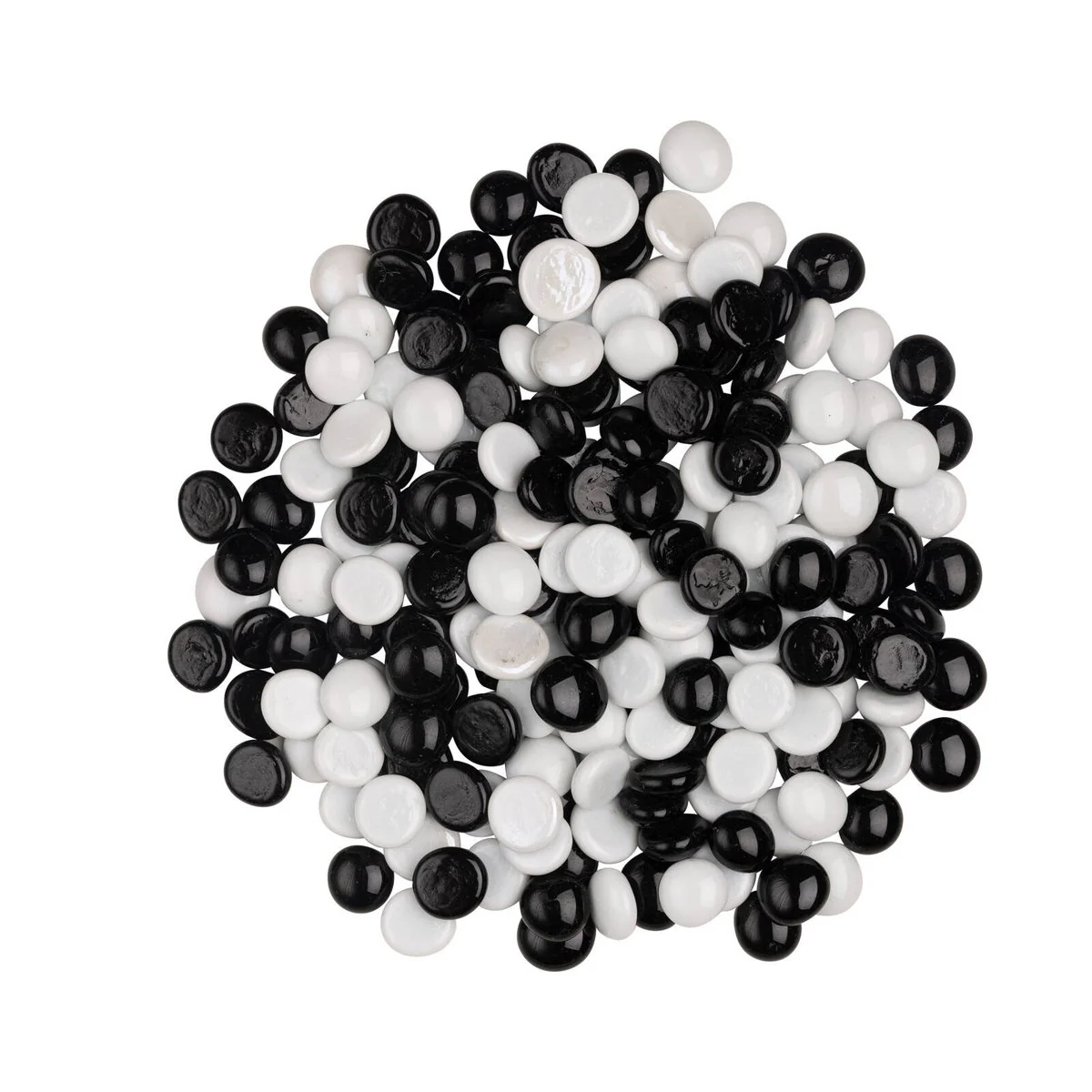 Tuscan Path Decorative Glass Gems - 1kg 17-19mm - Black and White - Indoor/Outdoor Use