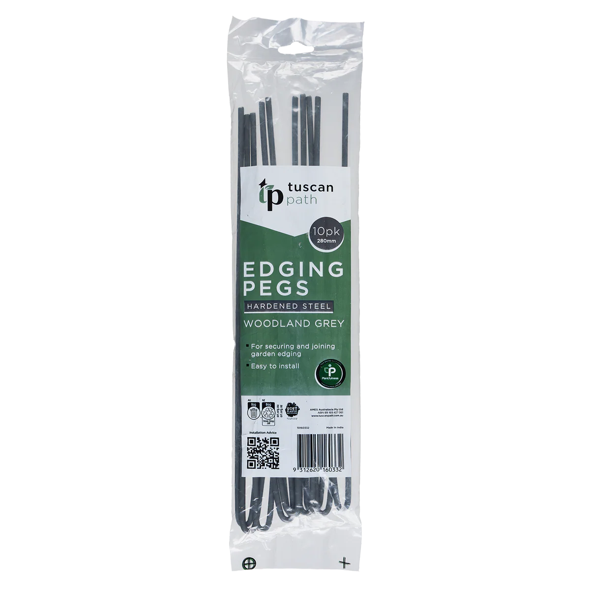 Tuscan Path Garden Edging Pegs 280mm - Woodland Grey - 10 Pack - Durable