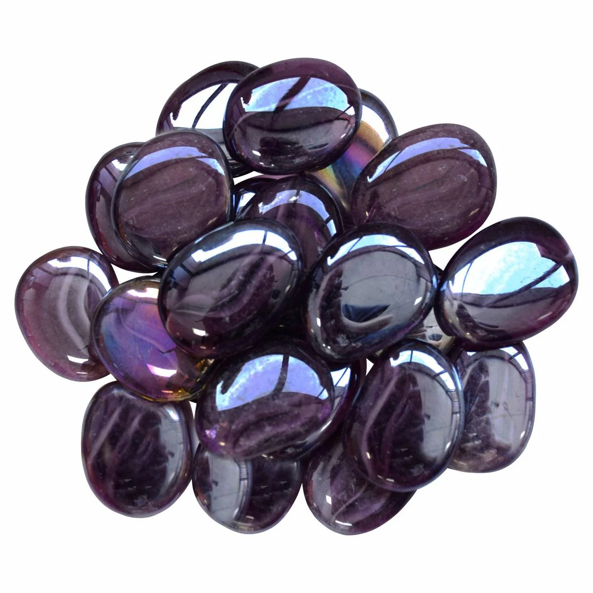 Tuscan Path Glass Decorative Pebble 1kg 45mm Purple Aztec