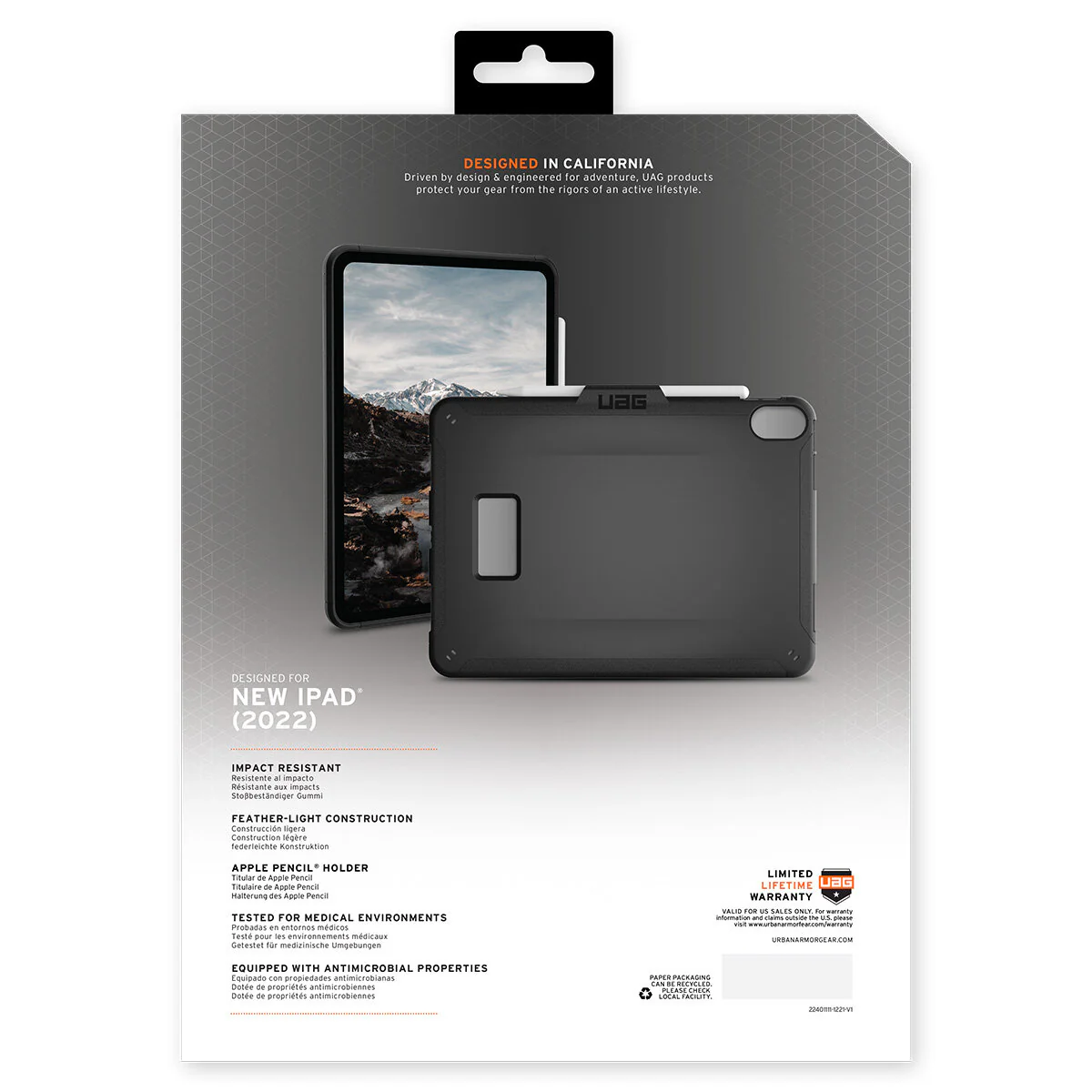 UAG Scout Rugged Case for iPad 10th Gen Black Kickstand Strap 12339HB14040 - Image 7