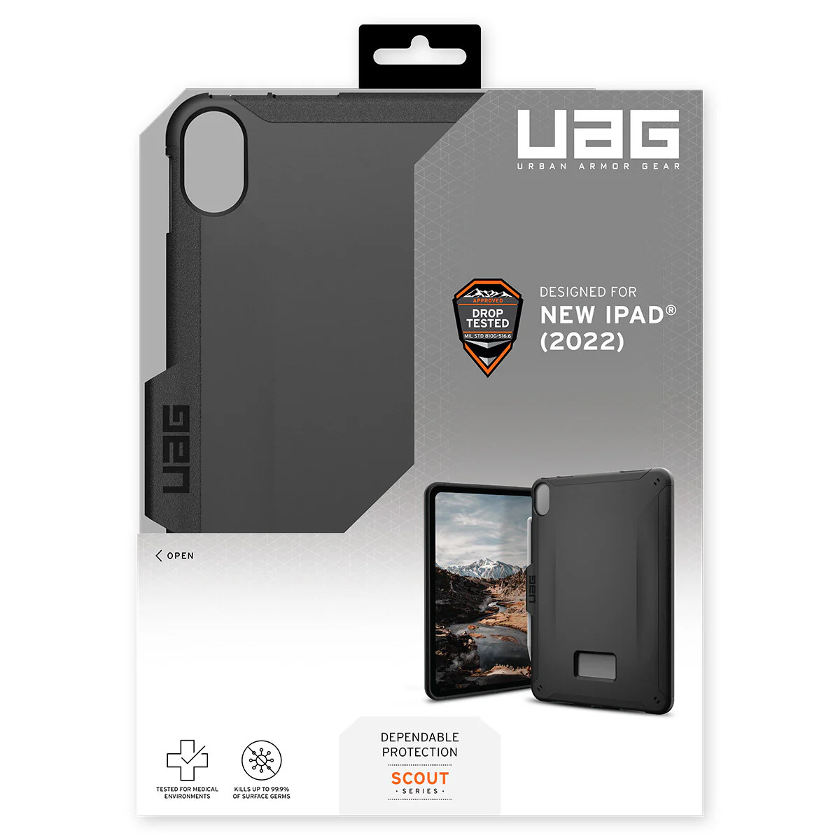 UAG Scout Rugged Case for iPad 10th Gen Black Kickstand Strap 12339HB14040 - Image 8