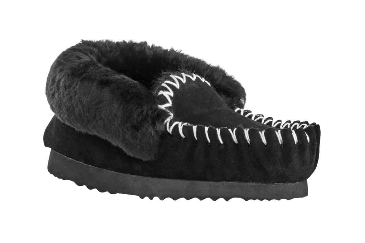 UGG Outback Premium Australian Sheepskin Moccasin Slipper Black - Image 2