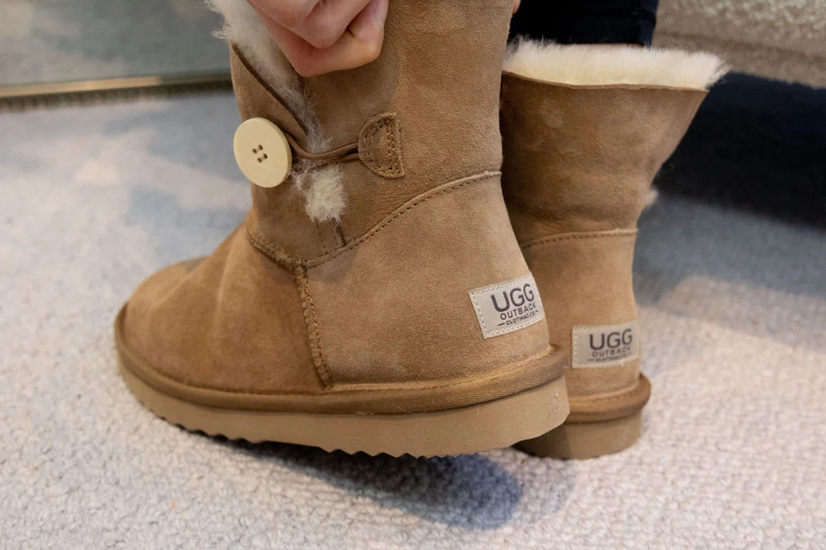 UGG Outback Premium Australian Sheepskin Short Button Boot Chestnut - Image 10