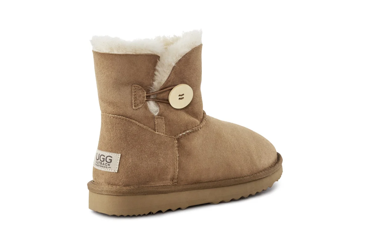 UGG Outback Premium Australian Sheepskin Short Button Boot Chestnut - Image 4