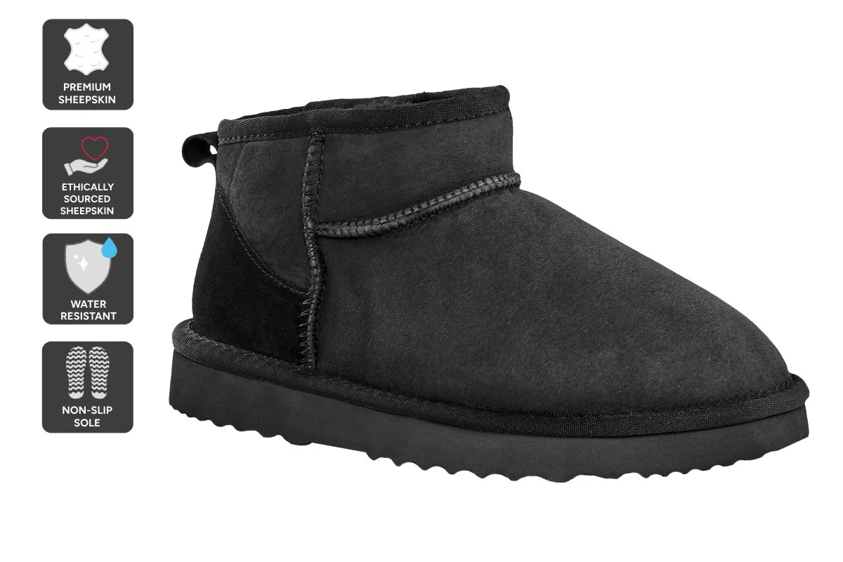 UGG Outback Premium Australian Sheepskin Ultra Mini Boot Black