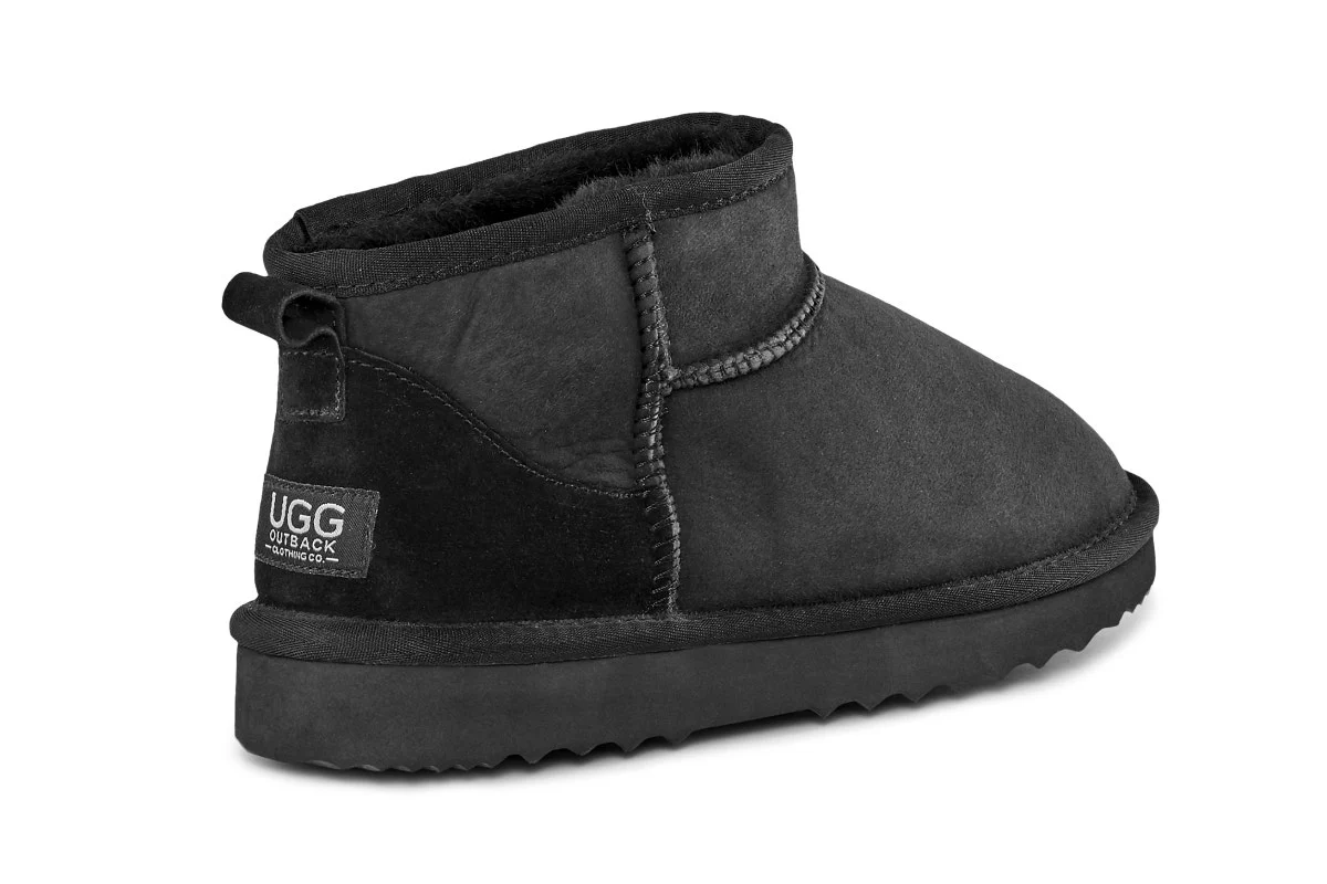 UGG Outback Premium Australian Sheepskin Ultra Mini Boot Black - Image 4