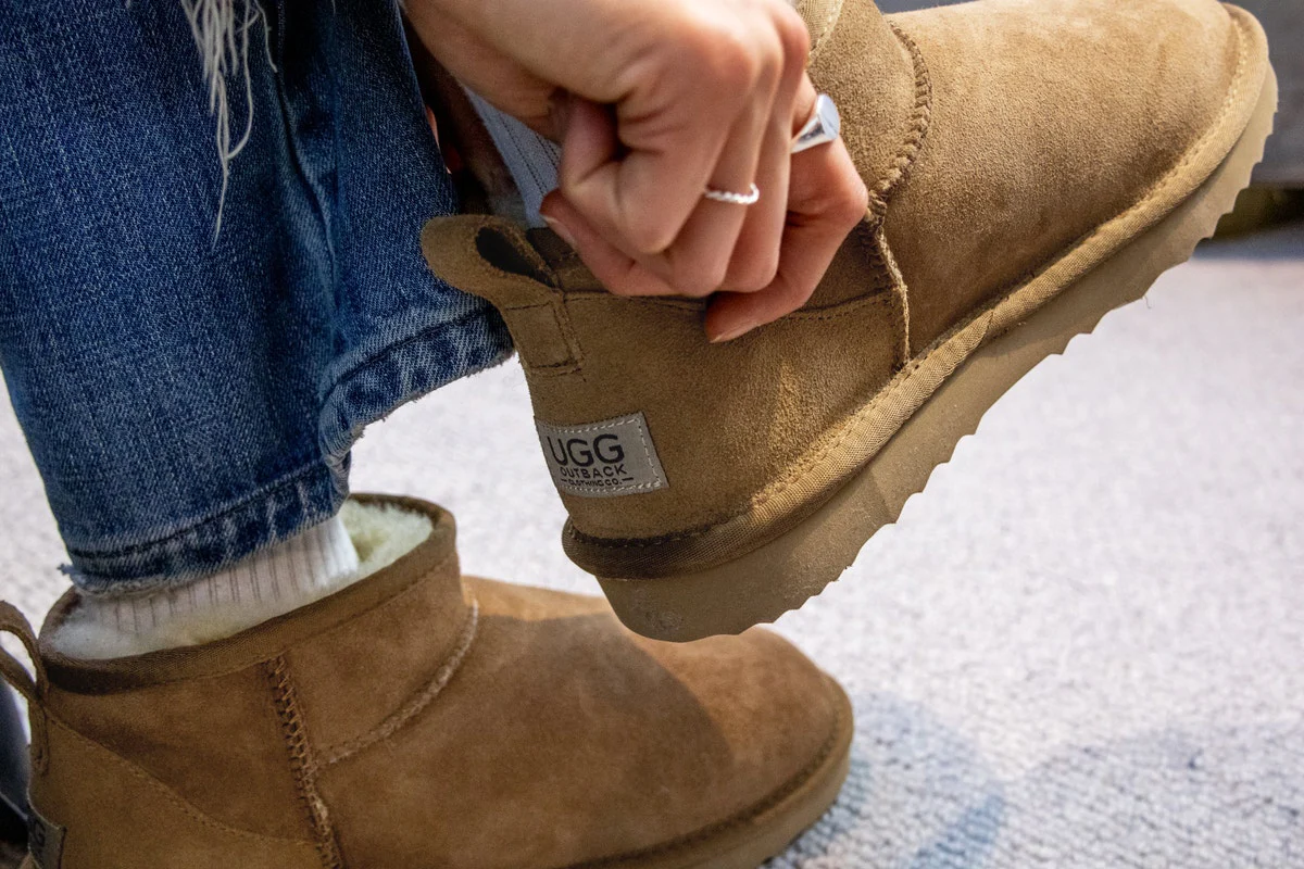 UGG Outback Premium Australian Sheepskin Ultra Mini Boot Chestnut - Image 8