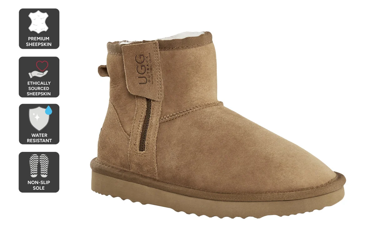 UGG Outback Premium Sheepskin Zip Classic Boot Chestnut