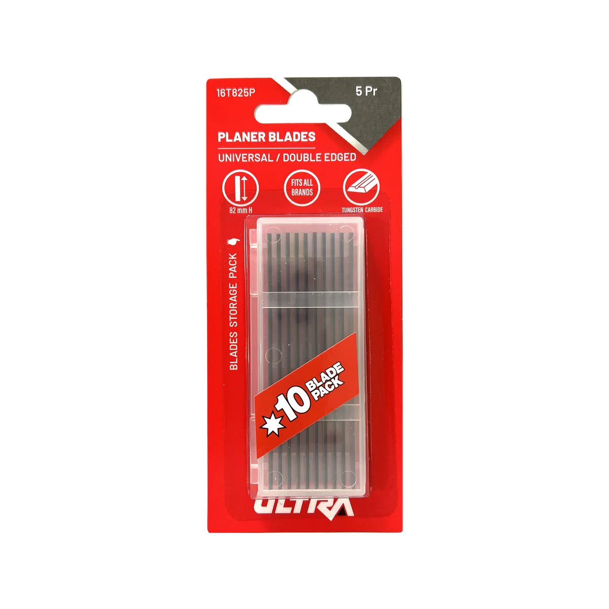 Ultra 82mm Planer Replacement Blades - 5 Pairs - Tungsten Carbide - Silver