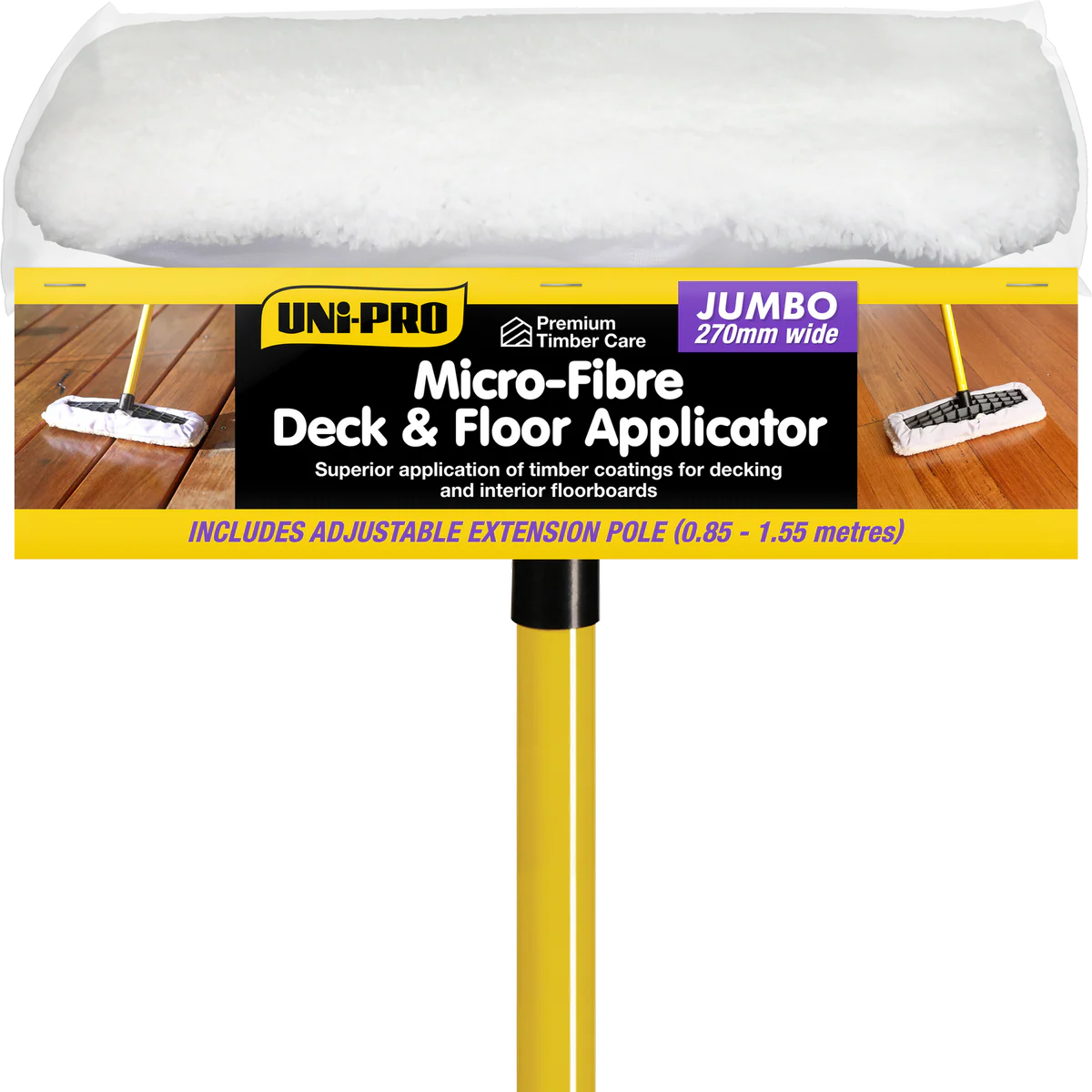 Uni Pro 270mm Jumbo Micro Fibre Deck and Floor Applicator - Versatile Tool for Paint and Stain Application