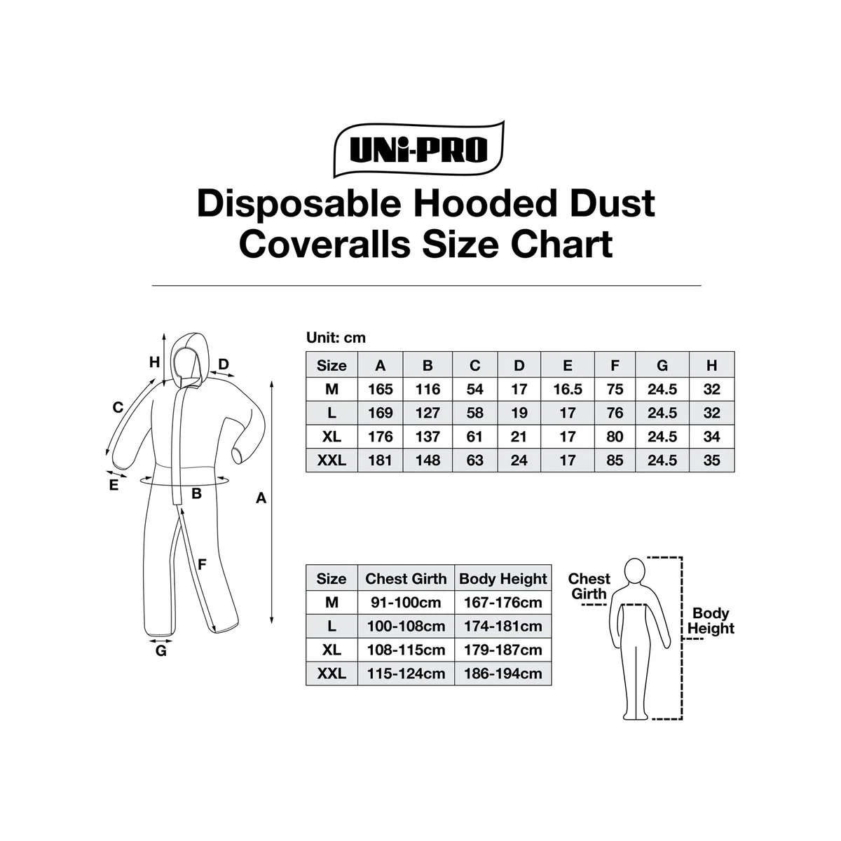 Uni Pro Extra Large Hooded Disposable Coveralls - White - 1 Pack - Image 3