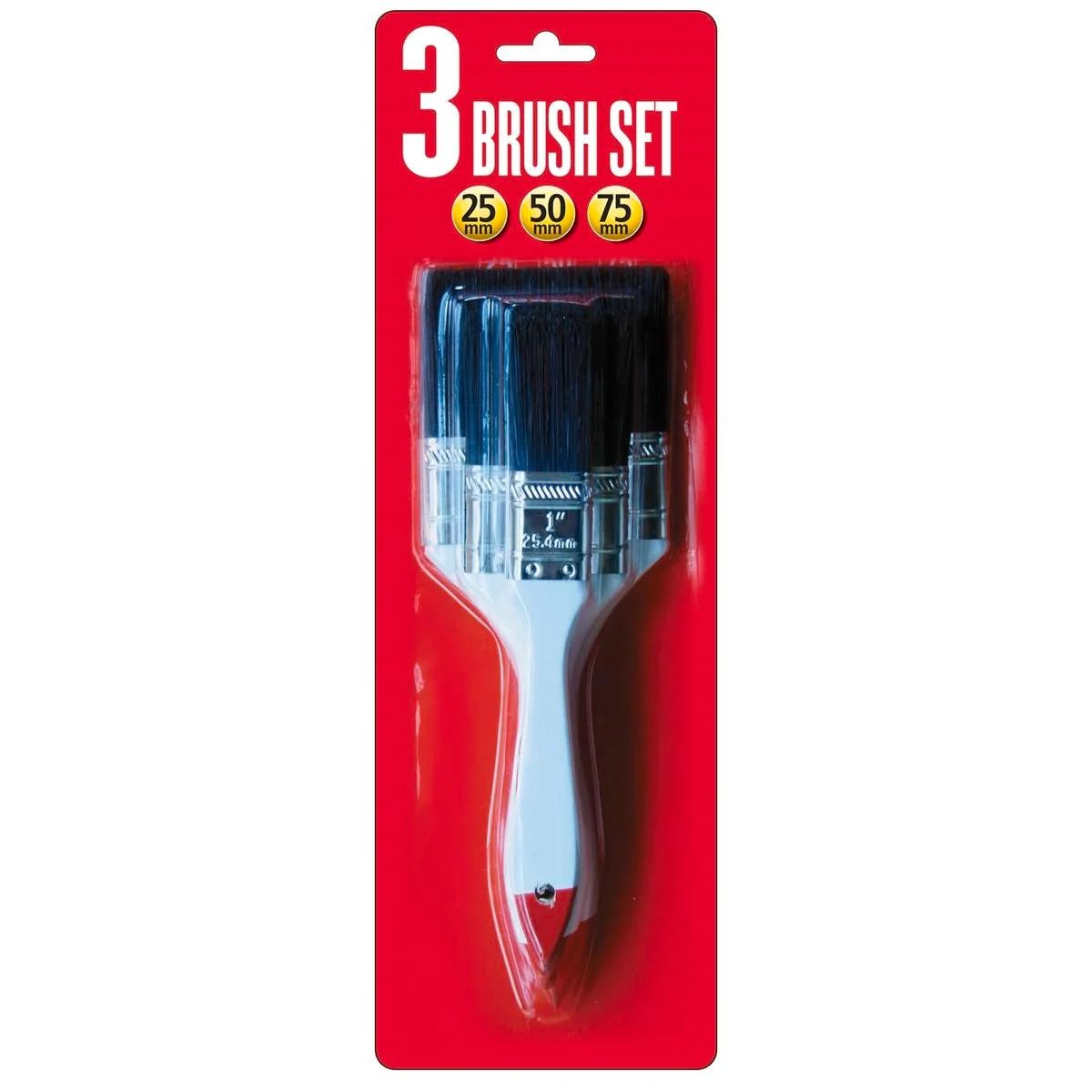 Uni Pro Paint Brush Set - Synthetic Bristle - 25 50 75mm - Easy Grip