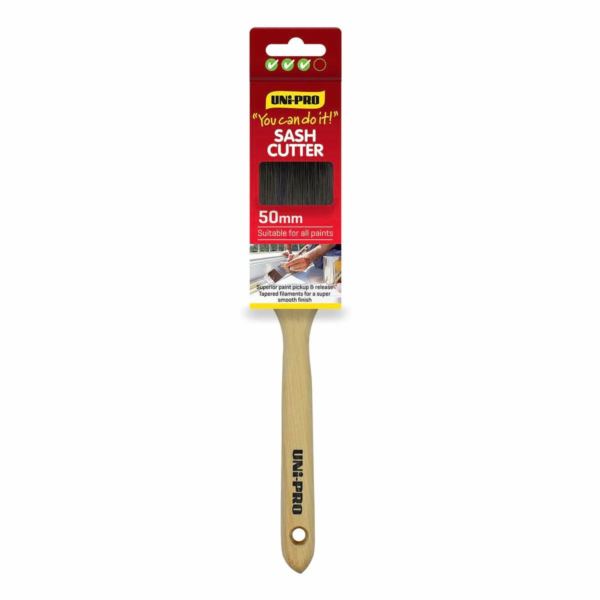 UNi-PRO Sash Cutter Paint Brush 50mm Timber Stainless Steel Smooth Finish