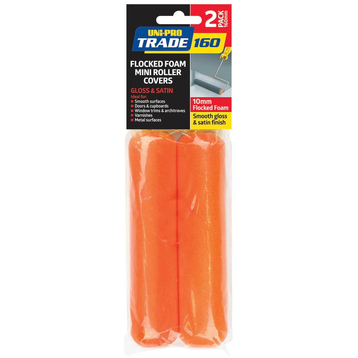 UNi-PRO Trade Foam Roller Cover - 160mm - Flocked - Gloss Finish