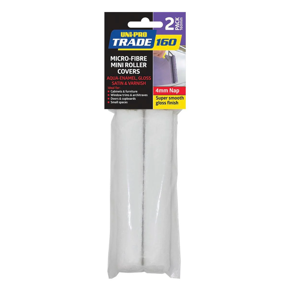 Uni Pro Trade Roller Covers - 160mm - Microfibre - Low Spatter