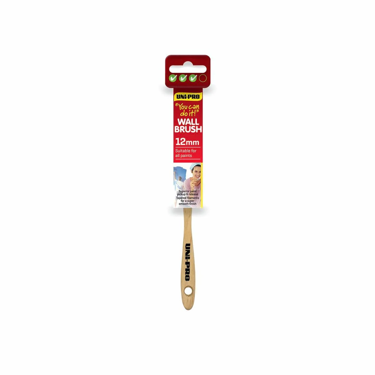 Uni Pro Wall Brush - 12mm - Synthetic - Smooth Finish