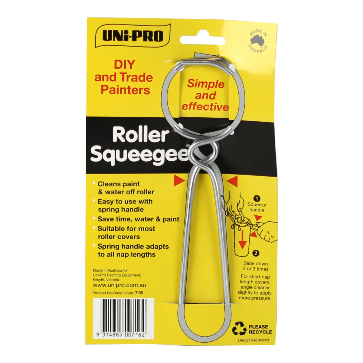 UNi-PRO Wire Roller Squeegee 124mm Wire Easy Clean Tool