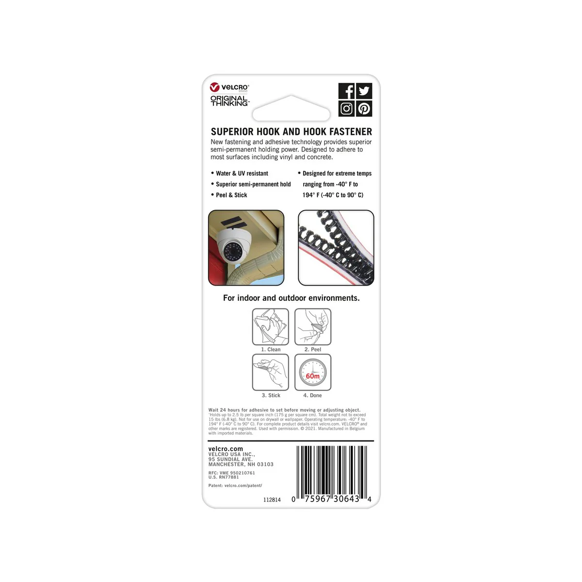 Velcro Alfa Lok Hook and Loop Strips - 25mm x 76cm - Black - 4 Sets - Water Resistant - Image 2