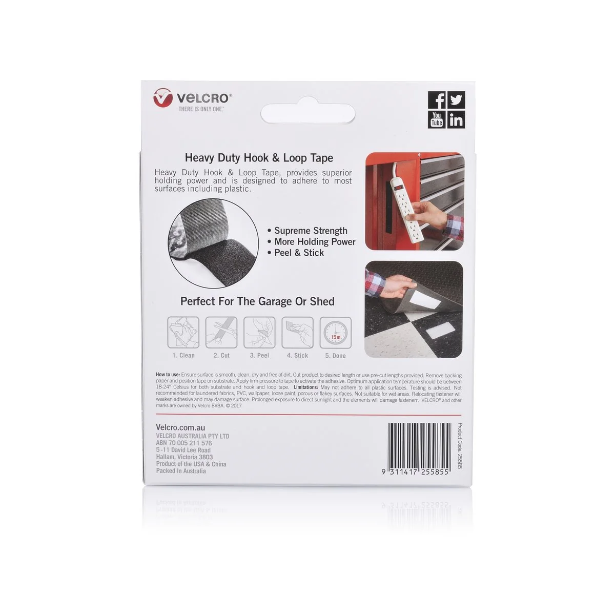 Velcro Brand Heavy Duty Tape - 50mm x 2.5m - Nylon - Peel and Stick - Image 3