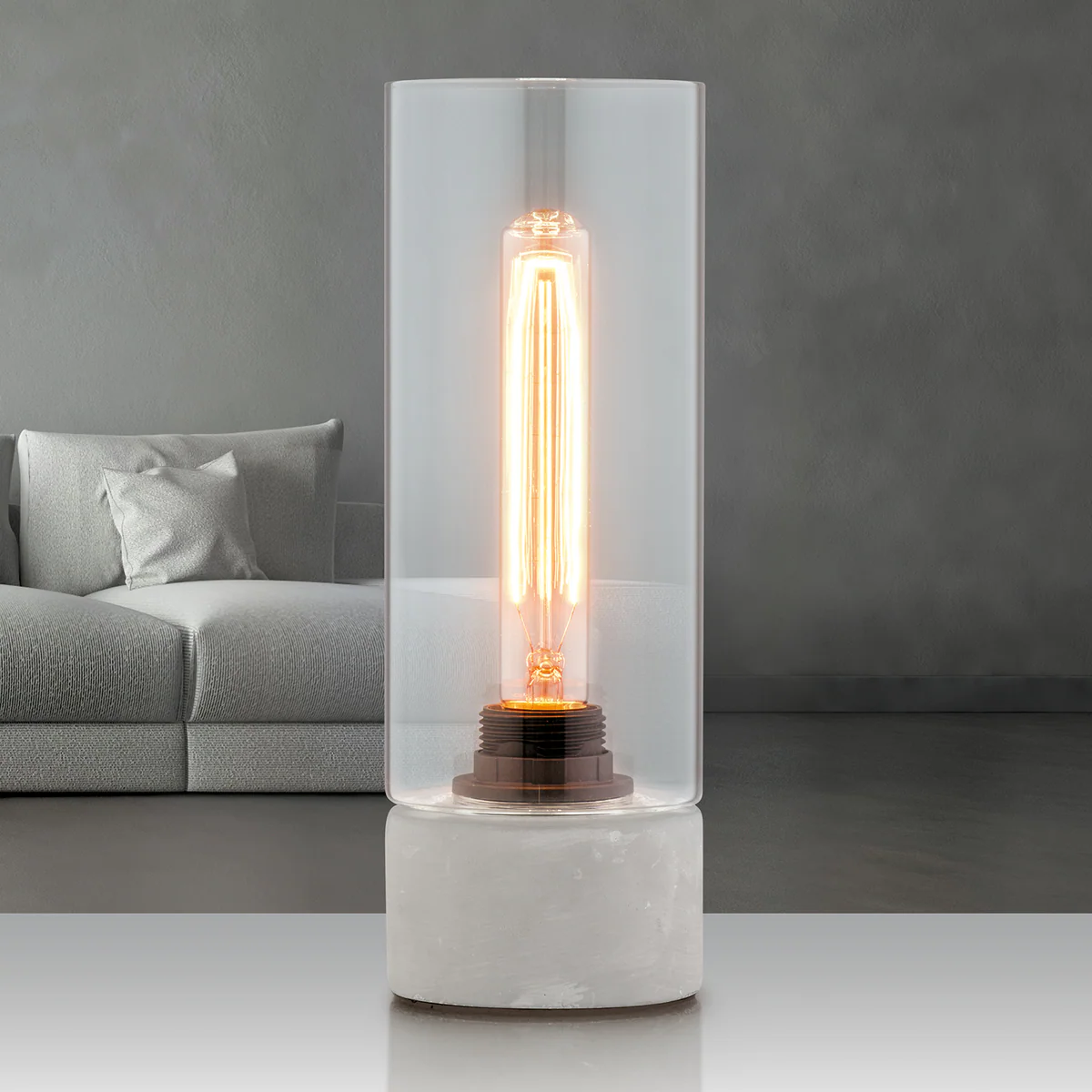 Verve Design Abel Table Lamp - Concrete Glass - 40W - Industrial Style