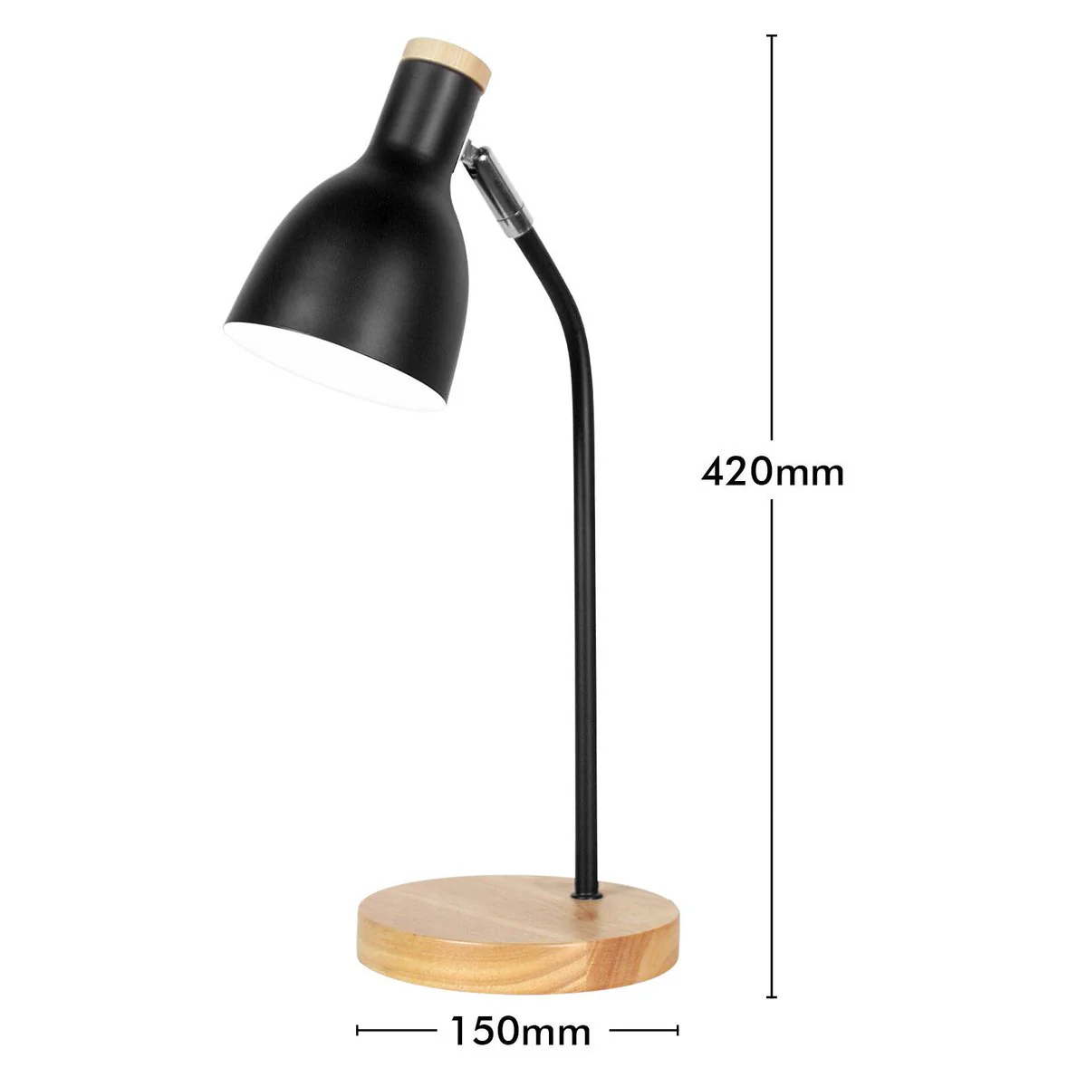 Verve Design Black Lexi Desk Lamp - Adjustable Head - 150mm x 420mm - Image 5