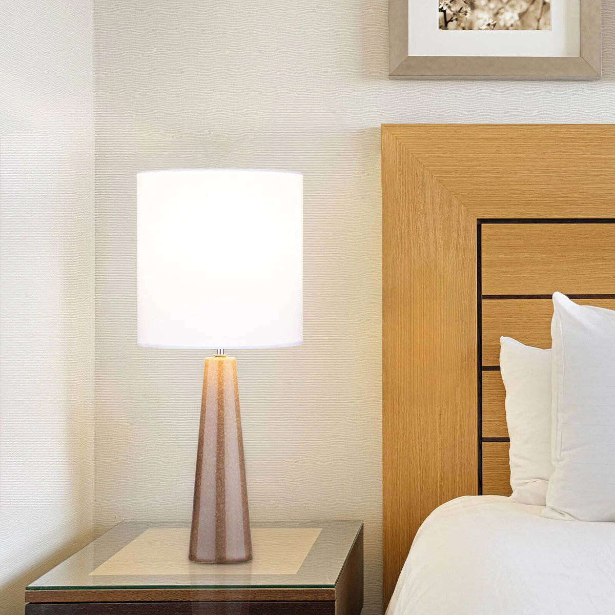 Verve Design Caria Ceramic Lamp Base - Brown - 100mm x 410mm - Textured Design - Image 4
