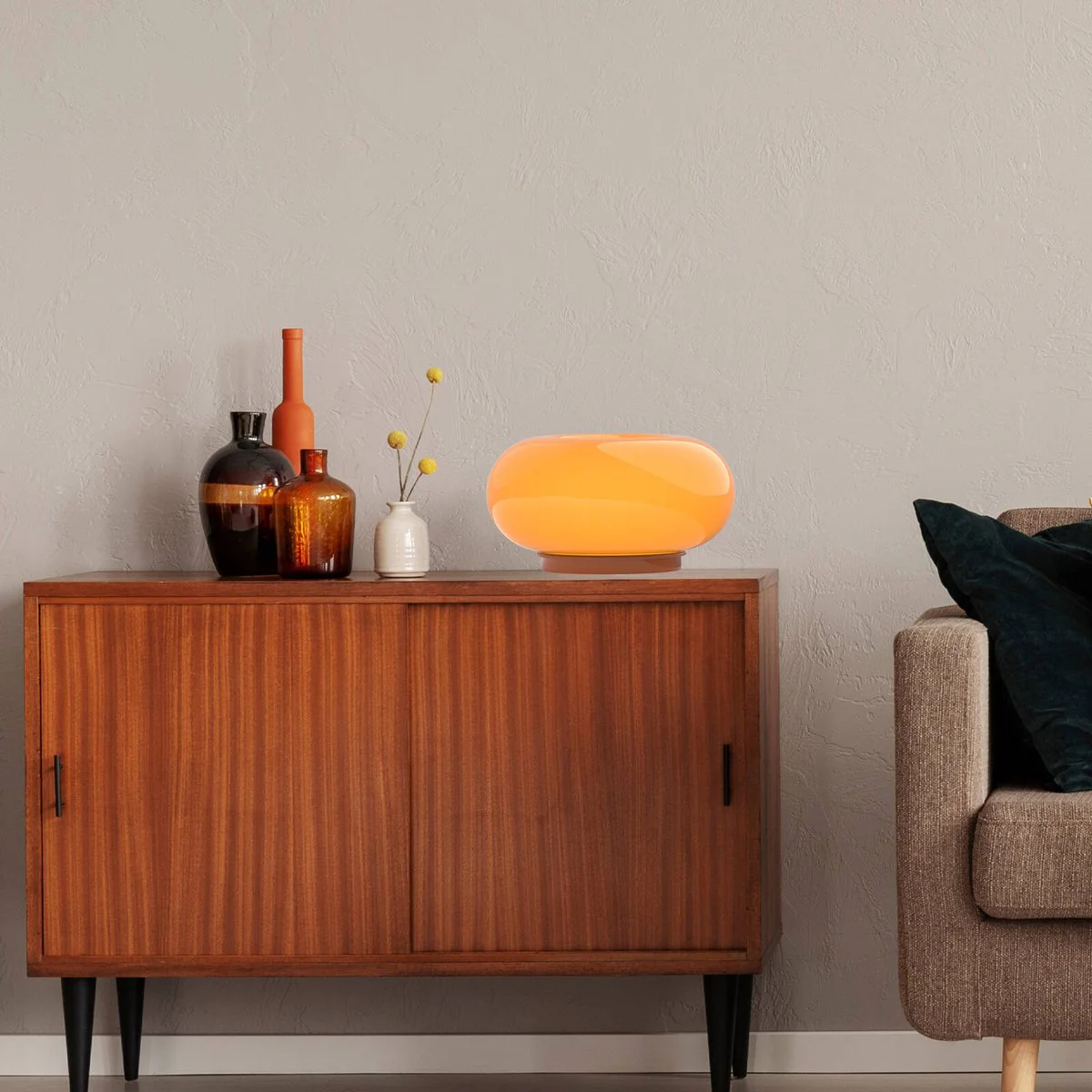 Verve Design Elton Table Wall Light - Donut Shape - Orange Glass - 270mm