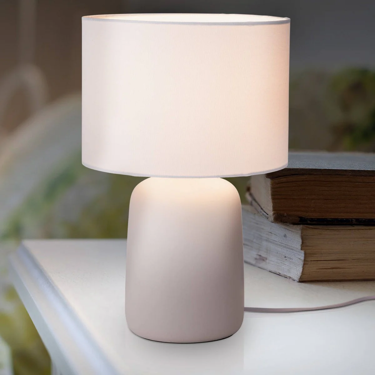 Verve Design Greta Table Lamp - Ceramic Base - White Fabric Shade - 260mm x 400mm