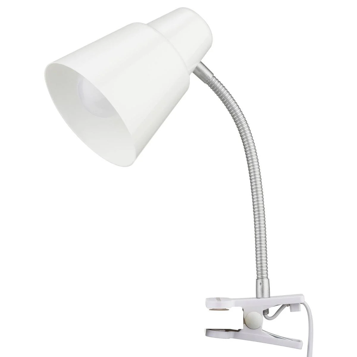 Verve Design White Brylee Clamp Lamp - Adjustable Gooseneck - 135mm x 340mm