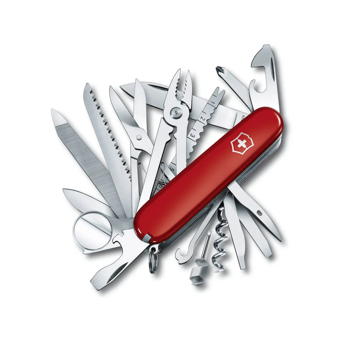 Victorinox Swiss Champ Pocket Knife - 33 Functions - 60mm Blade - Red