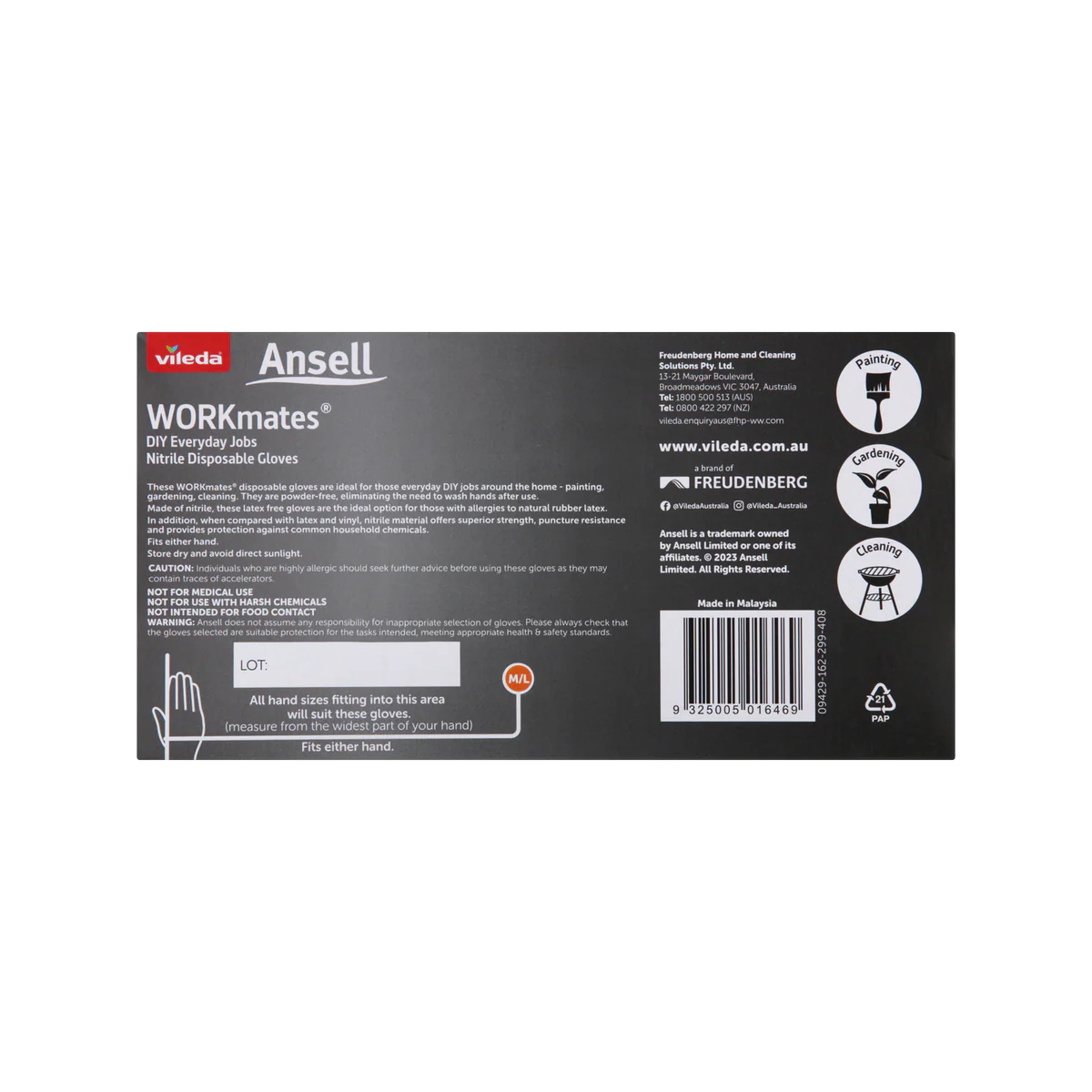 Vileda Ansell Nitrile Disposable Gloves 100pk Medium Large - Puncture Resistant - Image 3