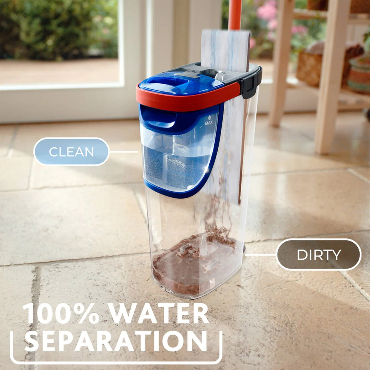 Vileda h2pro Flat Mop - 1.2L - Efficient Water Separation - Streak-Free Clean - Image 2