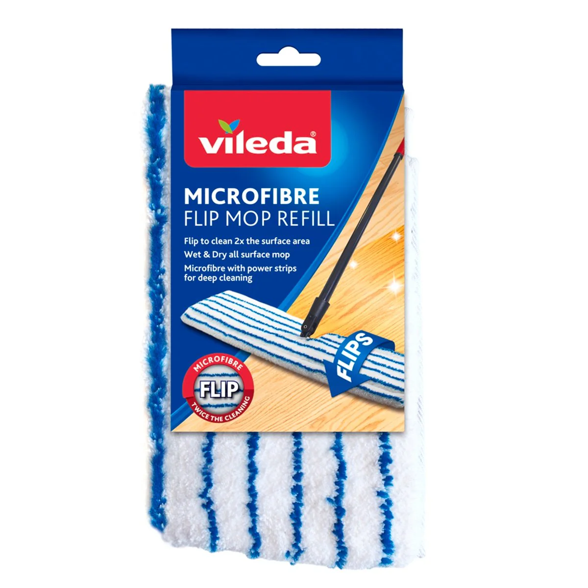 Vileda Microfibre Flip Flat Mop Refill - 50cm x 14.5cm - Microfibre - Wet & Dry Use - Image 2