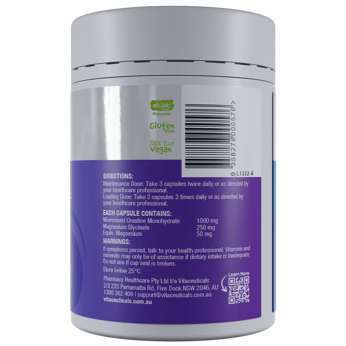 Vitaceuticals Magnesium+Creatine 120 Capsules Performance - Image 2