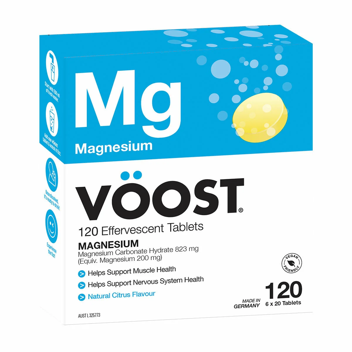 Voost Magnesium Natural Citrus Effervescent Tablets 120 Pack