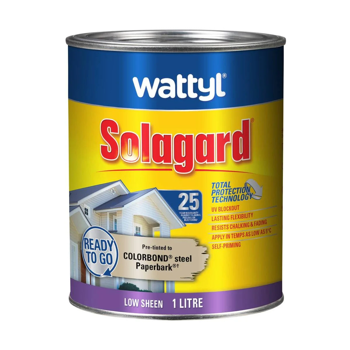 Wattyl 1L Pre Tinted Low Sheen Solagard Exterior Paint - Paperbark - Durable Protection