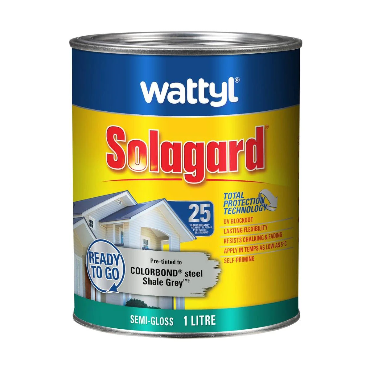 Wattyl 1L Semi Gloss Solagard Exterior Paint - Shale Grey - UV Resistant