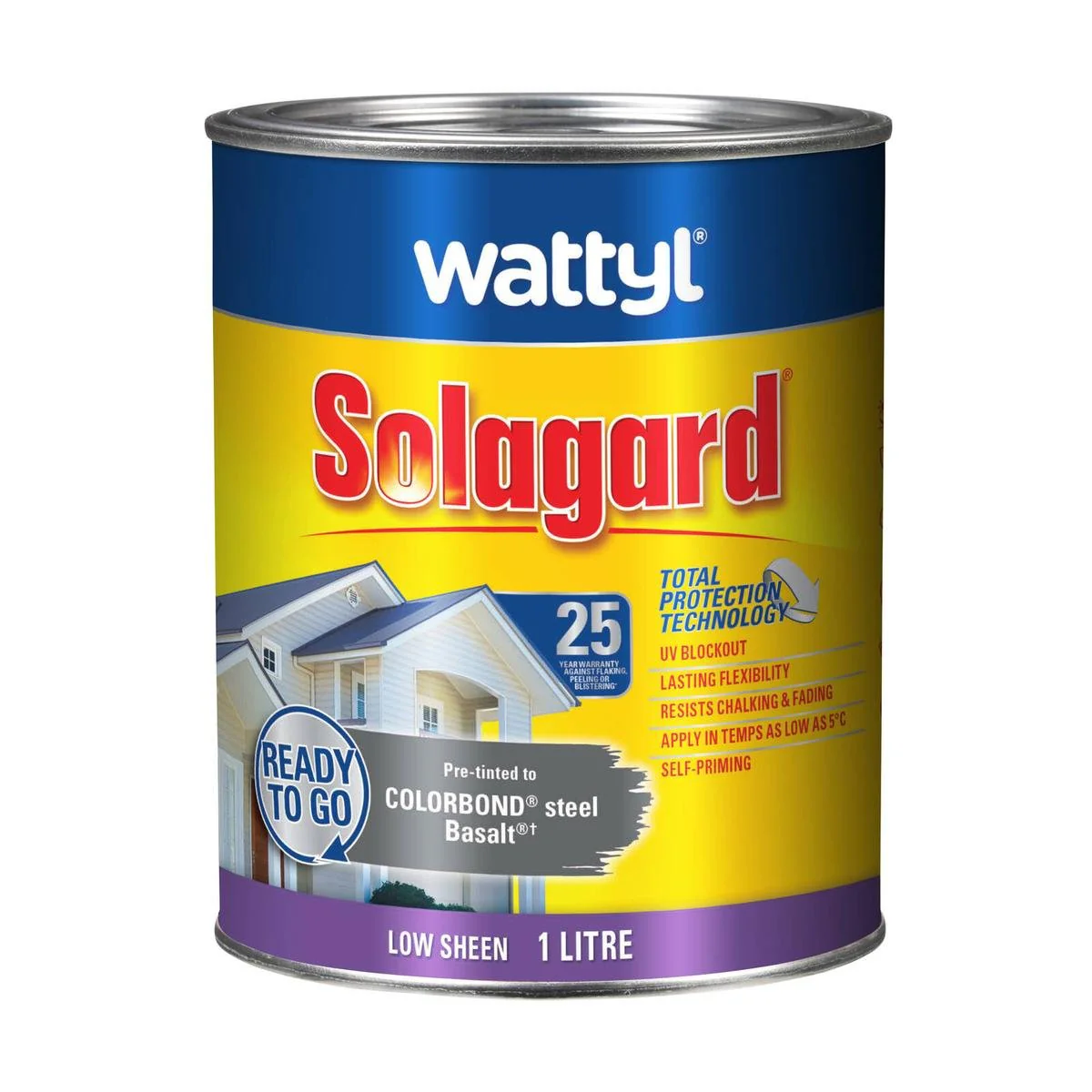 Wattyl 1L Solagard Exterior Paint - Pre Tinted Basalt - Low Sheen - 1L